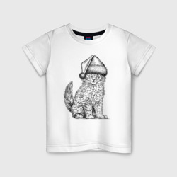 Детская футболка хлопок Новогодний котенок мейн-кун