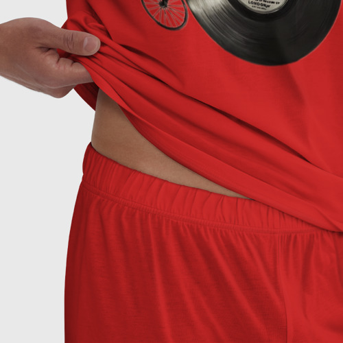 Мужская пижама хлопок Джентльмен на проигрывателе пластинок, цвет красный - фото 6