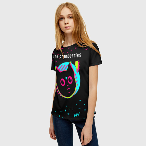 Женская футболка 3D The Cranberries - rock star cat, цвет 3D печать - фото 3