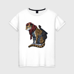 Гепард в шарфе – Женская футболка хлопок с принтом купить со скидкой в -20%