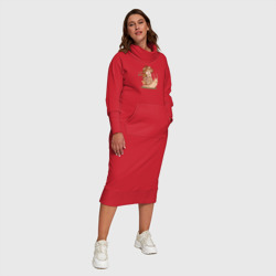 Платье с принтом Грибочек путешествует на улитке для женщины, вид на модели спереди №6. Цвет основы: красный