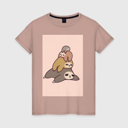 Женская футболка хлопок Ленивец тотемное животное