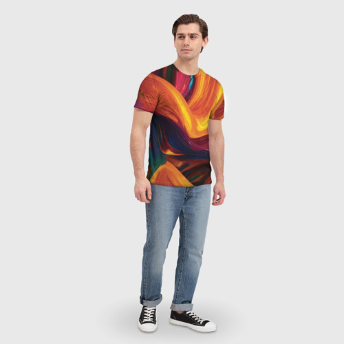 Мужская футболка 3D Цветная абстракция colorful, цвет 3D печать - фото 5