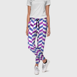 Паттерн синих и фиолетовых прямоугольников – Женские брюки 3D с принтом купить