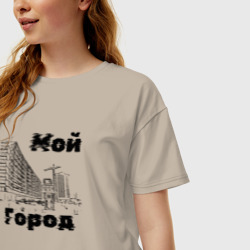 Женская футболка хлопок Oversize Мой город - Часы - фото 2