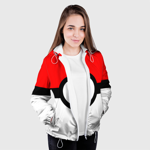 Женская куртка 3D Pokeball texture, цвет белый - фото 4