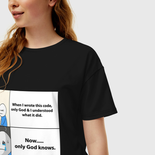 Женская футболка хлопок Oversize Programmer's life, цвет черный - фото 3