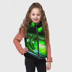 Детский жилет утепленный 3D Зеленая кислотная  яркая неоновая абстракция - фото 2