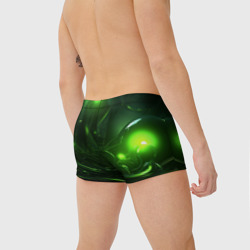 Плавки с принтом Зеленая  кислотная яркая неоновая абстракция для мужчины, вид на модели сзади №2. Цвет основы: белый