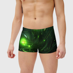 Плавки с принтом Зеленая  кислотная яркая неоновая абстракция для мужчины, вид на модели спереди №2. Цвет основы: белый