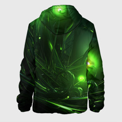 Куртка с принтом Зеленая  кислотная яркая неоновая абстракция для мужчины, вид сзади №1. Цвет основы: белый
