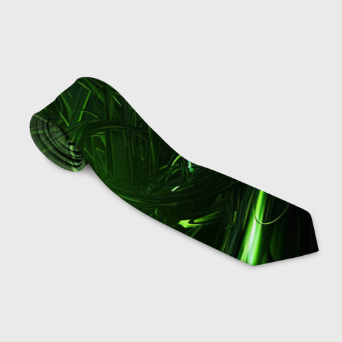 Галстук с принтом Зеленая  кислотная яркая неоновая абстракция, вид спереди №1