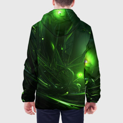 Куртка с принтом Зеленая  кислотная яркая неоновая абстракция для мужчины, вид на модели сзади №2. Цвет основы: белый