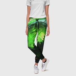 Зеленая кислотная яркая   неоновая абстракция – Женские брюки 3D с принтом купить