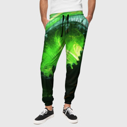 Зеленая кислотная яркая   неоновая абстракция – Мужские брюки 3D с принтом купить