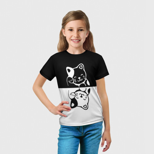 Детская футболка 3D Котик в отражении, цвет 3D печать - фото 5