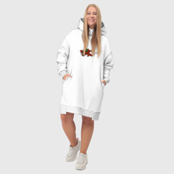 Платье с принтом Современная лягушка-путешественница для женщины, вид на модели спереди №5. Цвет основы: белый