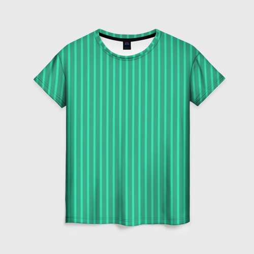 Женская футболка с принтом Зелёный Крайола полосатый, вид спереди №1