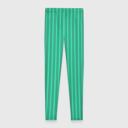 Леггинсы с принтом Зелёный Крайола полосатый для женщины, вид сзади №1. Цвет основы: белый