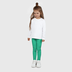 Леггинсы с принтом Зелёный Крайола полосатый для ребенка, вид на модели спереди №3. Цвет основы: белый