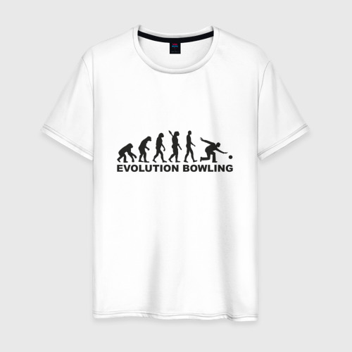 Мужская футболка из хлопка с принтом Эволюция боулинга, вид спереди №1