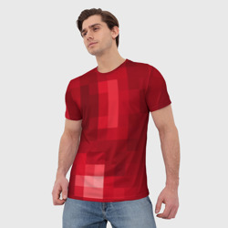 Мужская футболка 3D Red cubes abstraction - фото 2