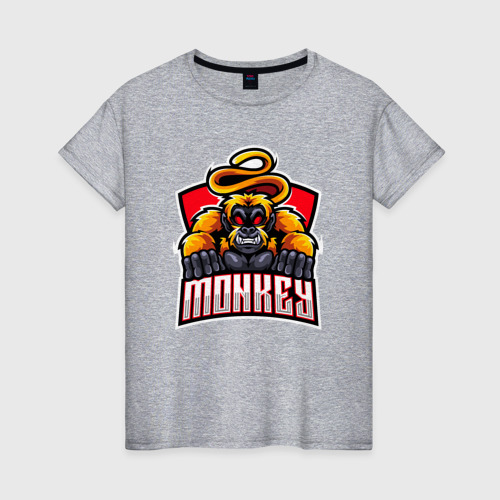 Женская футболка хлопок Monkey team, цвет меланж