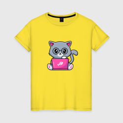 Кошка программист – Женская футболка хлопок с принтом купить со скидкой в -20%