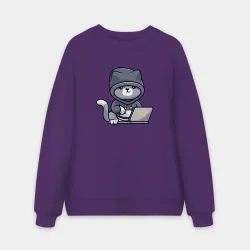 Мужской свитшот oversize без начеса хлопок Серый кот хакер