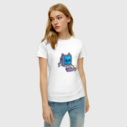 Женская футболка хлопок Компьютерный кот и мышь - фото 2
