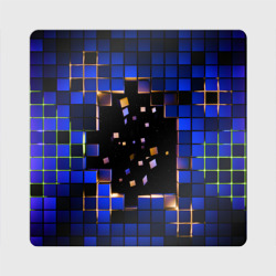 Магнит виниловый Квадрат Окно в пространство - синие кубы