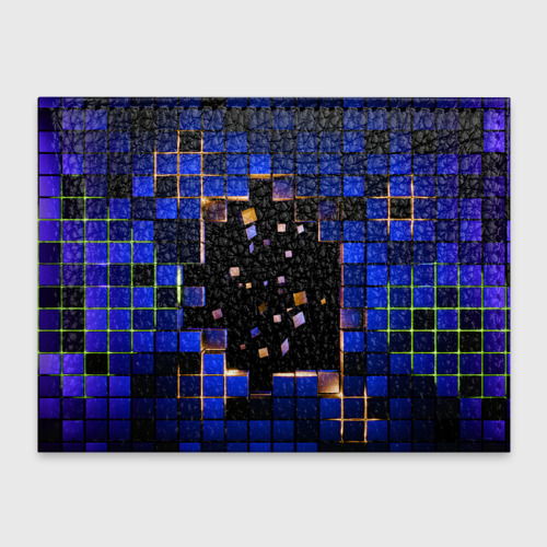 Обложка для студенческого билета Окно в пространство - синие кубы, цвет черный