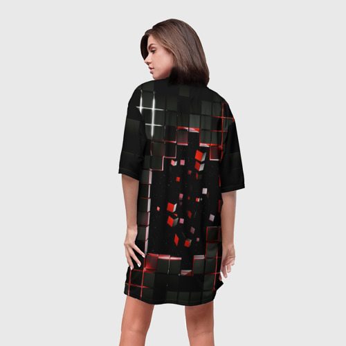 Платье-футболка 3D Окно в пространство - черно-красные кубы, цвет 3D печать - фото 4
