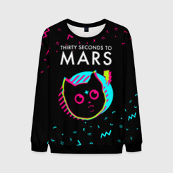 Мужской свитшот 3D Thirty Seconds to Mars - rock star cat