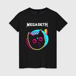 Женская футболка хлопок Megadeth rock star cat