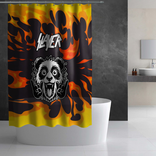 Штора 3D для ванной Slayer рок панда и огонь - фото 2