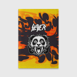 Обложка для паспорта матовая кожа Slayer рок панда и огонь