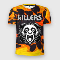 Мужская футболка 3D Slim The Killers рок панда и огонь