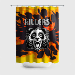 Штора 3D для ванной The Killers рок панда и огонь