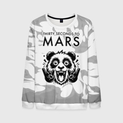 Мужской свитшот 3D Thirty Seconds to Mars рок панда на светлом фоне