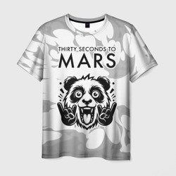Мужская футболка 3D Thirty Seconds to Mars рок панда на светлом фоне