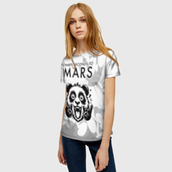 Женская футболка 3D Thirty Seconds to Mars рок панда на светлом фоне - фото 2
