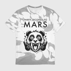 Мужская футболка 3D Thirty Seconds to Mars рок панда на светлом фоне