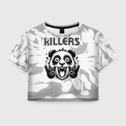 Женская футболка Crop-top 3D The Killers рок панда на светлом фоне