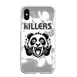 Чехол для iPhone XS Max матовый The Killers рок панда на светлом фоне