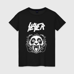 Женская футболка хлопок Slayer rock panda