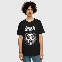 Мужская футболка хлопок Oversize Slayer rock panda - фото 2