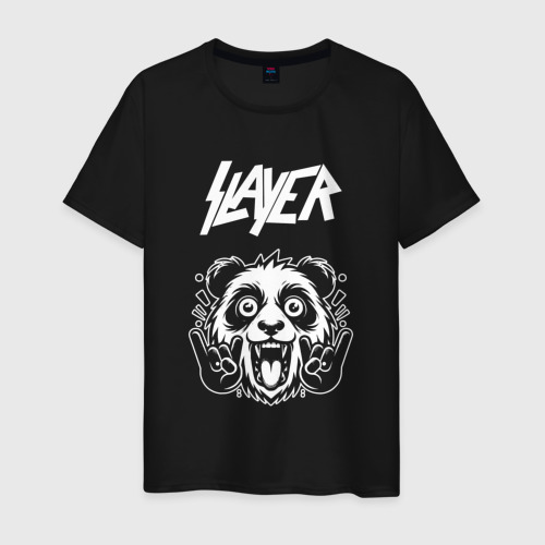 Мужская футболка хлопок Slayer rock panda, цвет черный