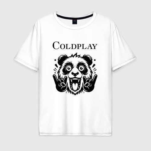 Мужская футболка хлопок Oversize Coldplay - rock panda, цвет белый