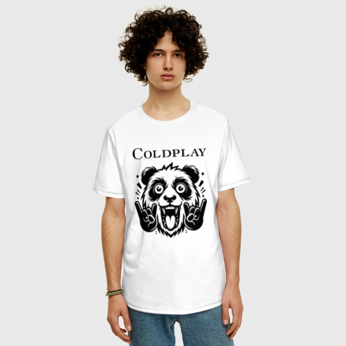 Мужская футболка хлопок Oversize Coldplay - rock panda, цвет белый - фото 3